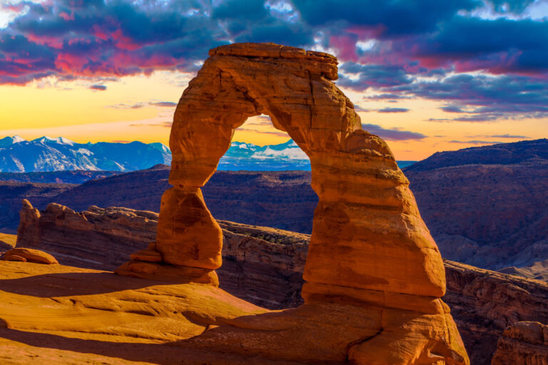 Calm mountain landscape at sunset