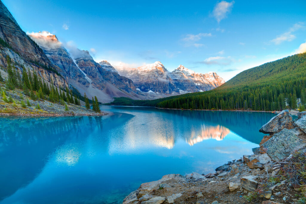 Rocky mountain lake landscape